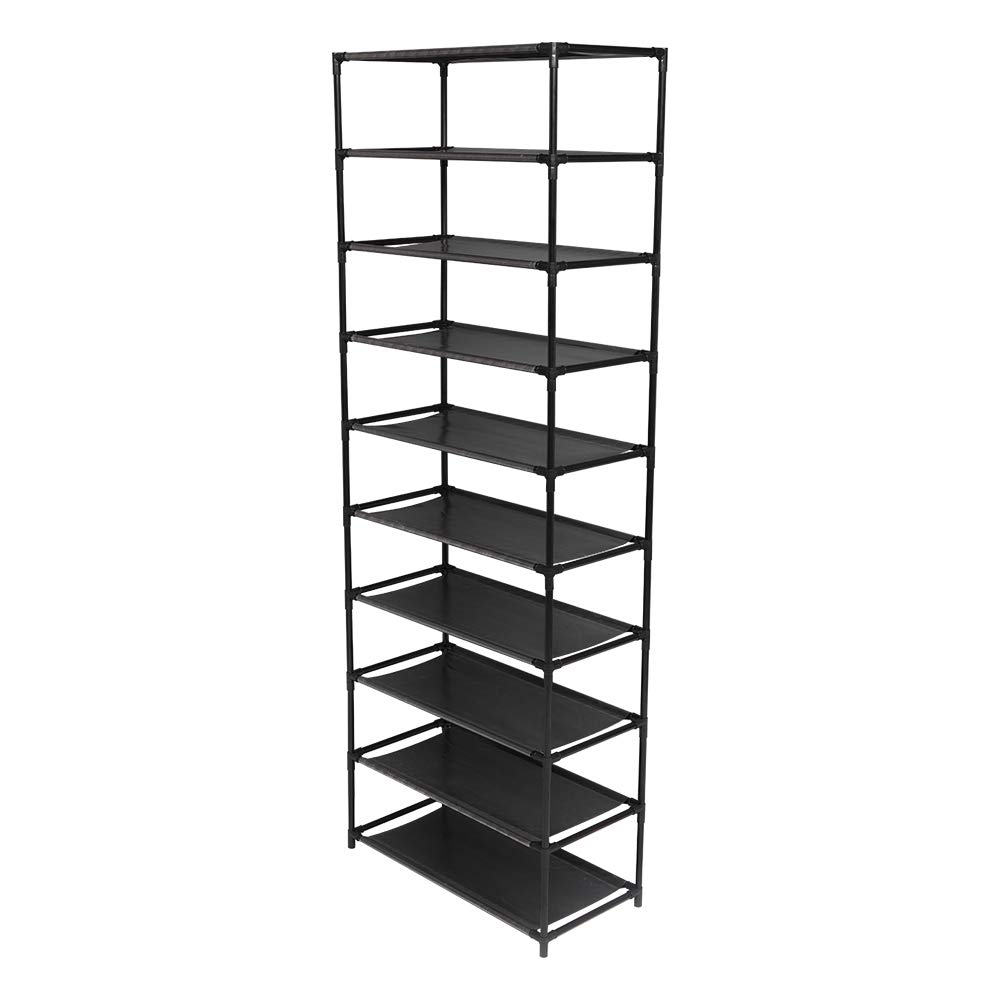 BTHTRCZ 10 Tiers Shoes Rack Storage Organizer,Metal Shoe Rack Holds 50 Pairs Shoe,Large Shoe Rack with Black Metal Frame for Entryway,Living Room,Garage (10-Black)