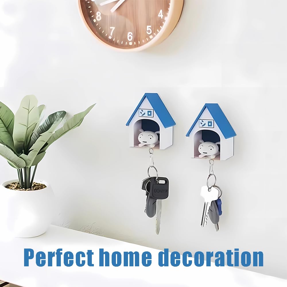 OULIGET Wall Dog House Keychain Holder,Mini Dog House and Dog Keychain,Wall Mounted Key Ring Holder for Home Living Room Decorations,Unusual Gift,2Pieces