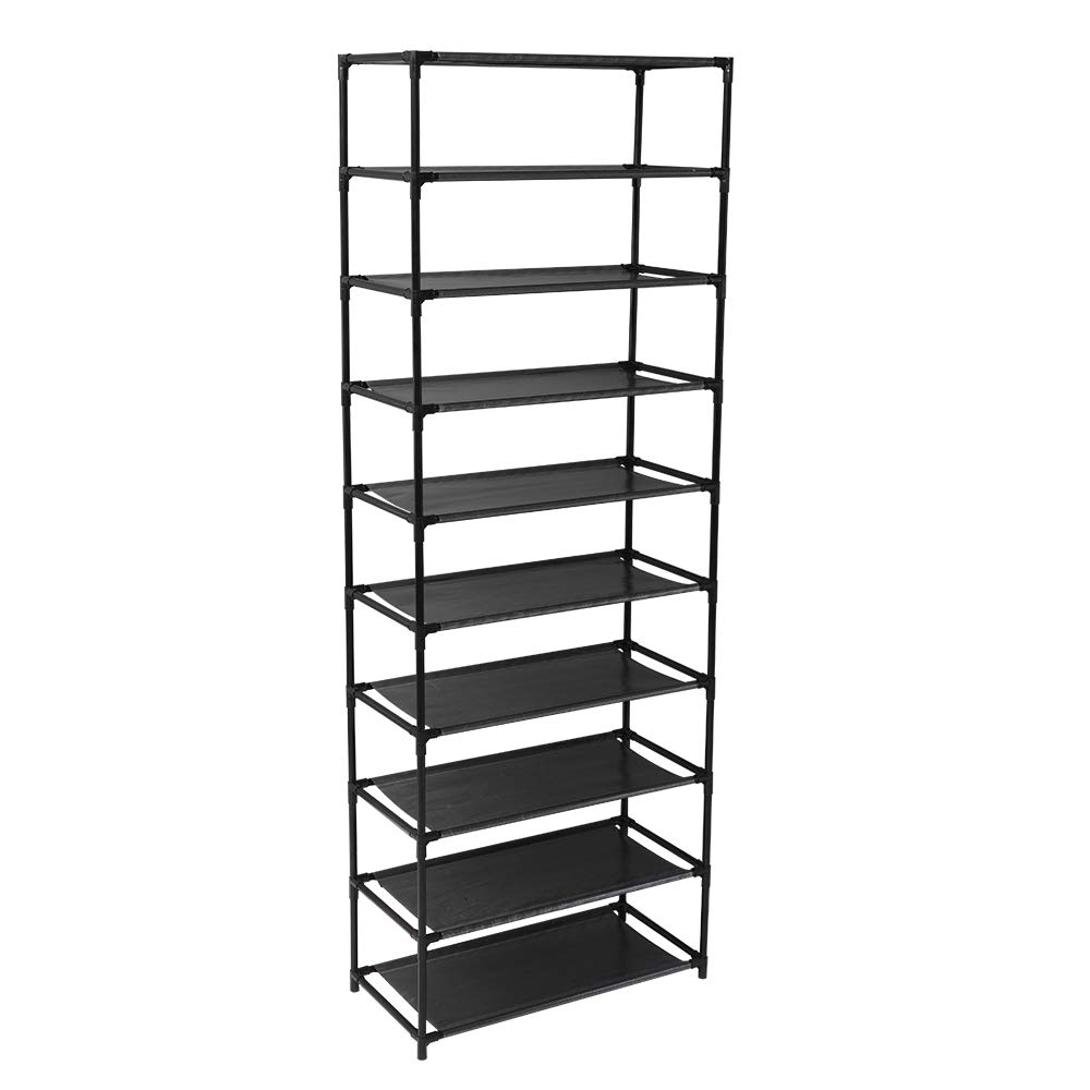 BTHTRCZ 10 Tiers Shoes Rack Storage Organizer,Metal Shoe Rack Holds 50 Pairs Shoe,Large Shoe Rack with Black Metal Frame for Entryway,Living Room,Garage (10-Black)