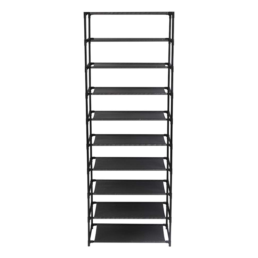 BTHTRCZ 10 Tiers Shoes Rack Storage Organizer,Metal Shoe Rack Holds 50 Pairs Shoe,Large Shoe Rack with Black Metal Frame for Entryway,Living Room,Garage (10-Black)