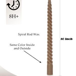 LPUSA Brown Tall Taper Candles Spiral Candle Sticks,Unscented Pastel Candle for Holiday,Wedding and Home Decoration,10inch,12 Pack(E-Gradient Brown)