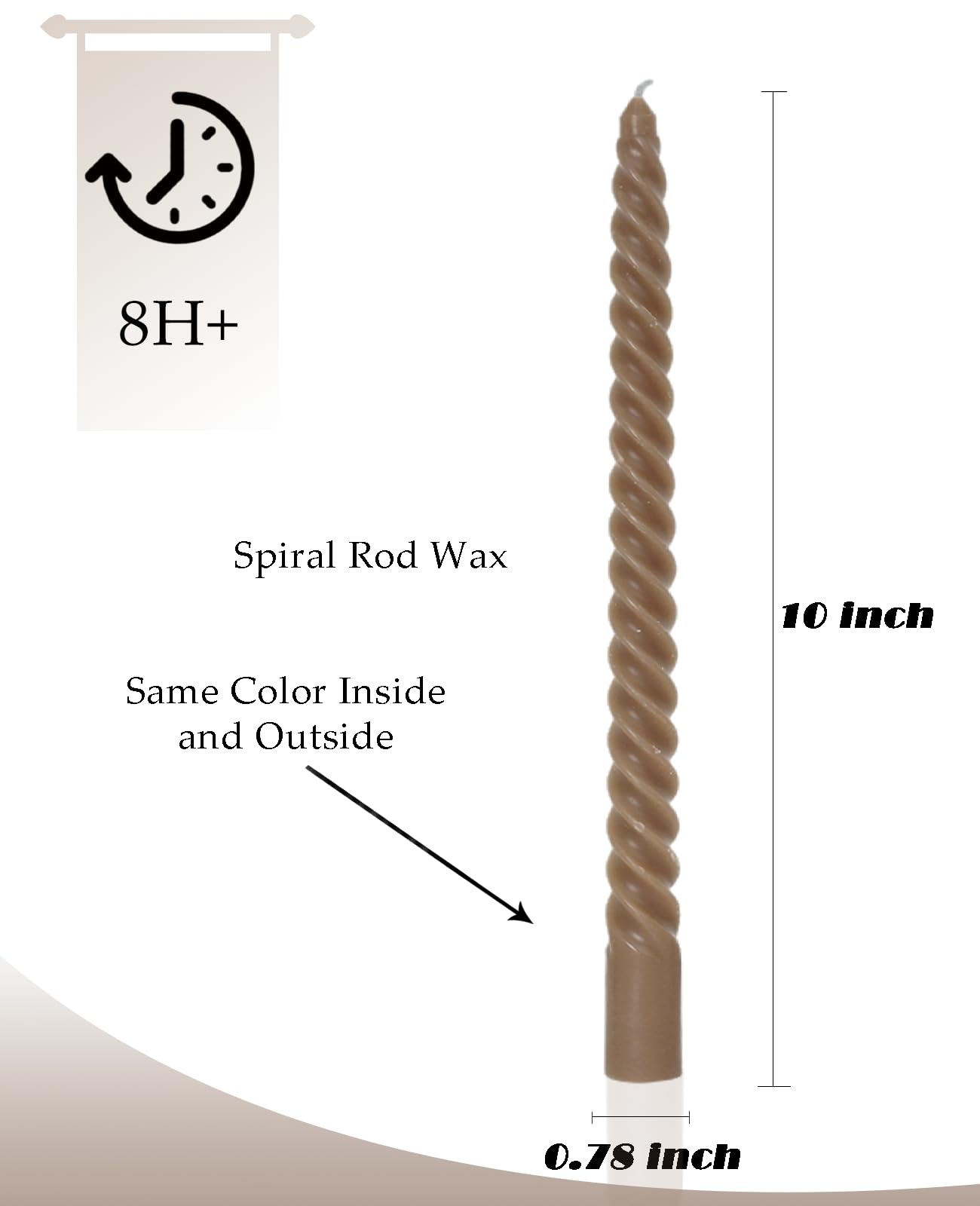 LPUSA Brown Tall Taper Candles Spiral Candle Sticks,Unscented Pastel Candle for Holiday,Wedding and Home Decoration,10inch,12 Pack(E-Gradient Brown)