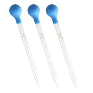 10 ml glass pipettes dropper glass graduated dropper pipettes with rubber caps, lab glass transfer pipette transfer pipettes for essential oil(3 packs)