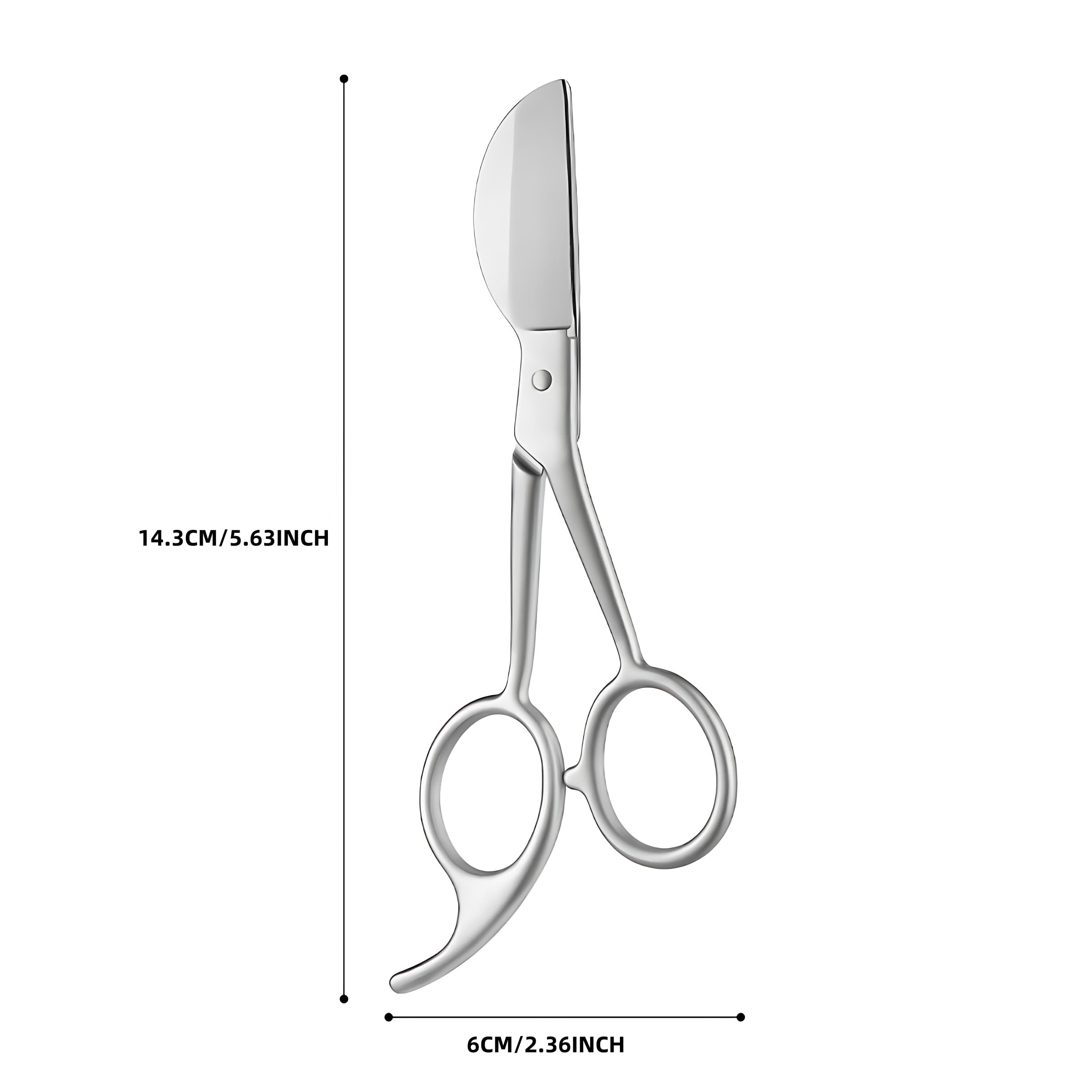 Duckbill Applique Scissors 5.63 Inch Carpet Pile Scissors Bent Curved Offset Handle with Finger Rest, Paddle Shaped Blades, Razor Sharp Cut, Stainless Steel, for Embroidery, Fabric, Arts & Craft