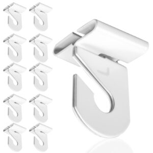 wozoohyi white suspended ceiling hooks 10 pairs metal ceiling hanging hook,ceiling grid clips for offices home plants decorations,t-bar suspended ceiling hooks hold up to 20 lbs (a-white 10 pcs)