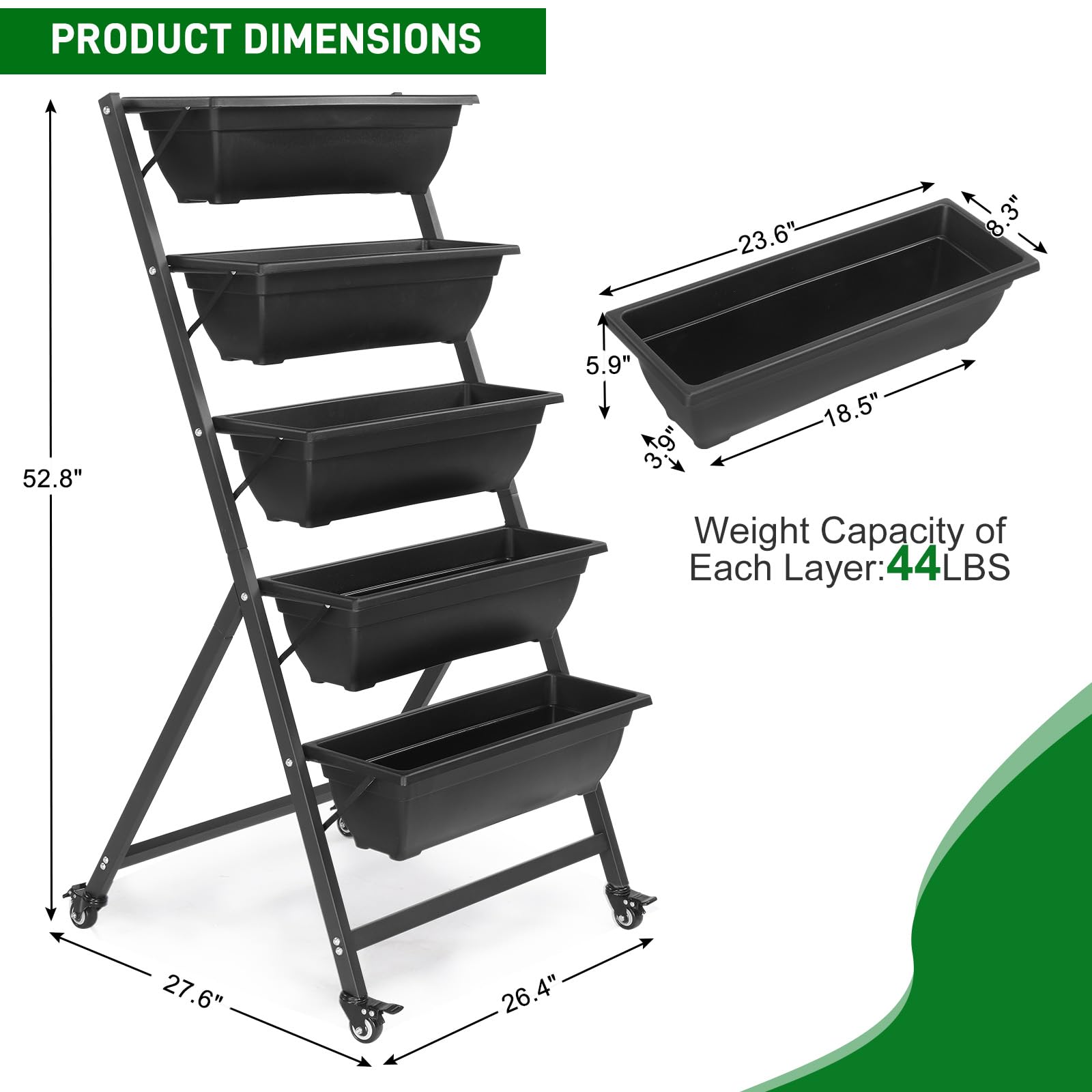 Generic 5 Tiers Vertical Garden Bed, Vertical Garden Planter Indoor and Outdoor, Vertical Elevated Garden Bed Perfect for Vegetables Flowers Herbs