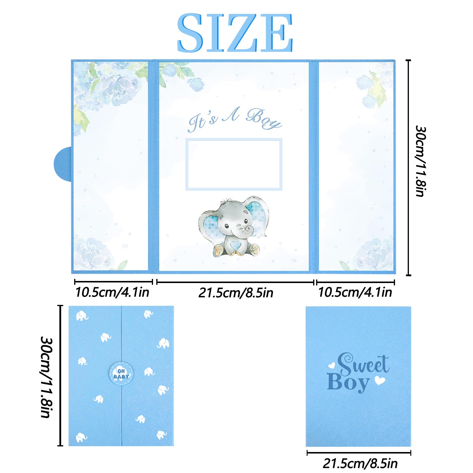 Crenics Elephant Baby Shower Decorations, Cute Baby Shower Signature Board with Picture, Elephant Baby Shower Guest Book Alternatives 18" x 12", Creative Baby Shower Keepsake for Baby Boys