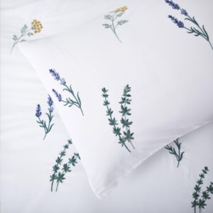 YINFUNG Embroidered Duvet Cover Floral King White Flower Pink Green Blue Blossom Girly French Country Rustic Girls Women Bedding Set 104x90