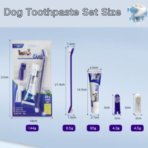 Pet Dog Dental Care Fresh Breath Kit with Dog Toothpaste, Dog Toothbrush and Finger Brush, Reduces Plaque & Cleans Tartar, Healthy & Clean Dog Teeth, Pet Toothpaste, Beef Flavor