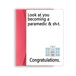 missonemi paramedic graduation card, funny new paramedic card, graduation card for nursing school graduate - look at you becoming a paramedic