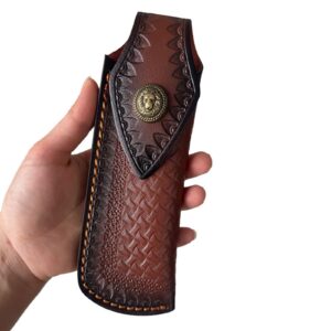 folding knife sheath，2.3/6.3"leather pocket knife sheaths for belt, loop portable folding knife sheath for camping hunting jungle exploration