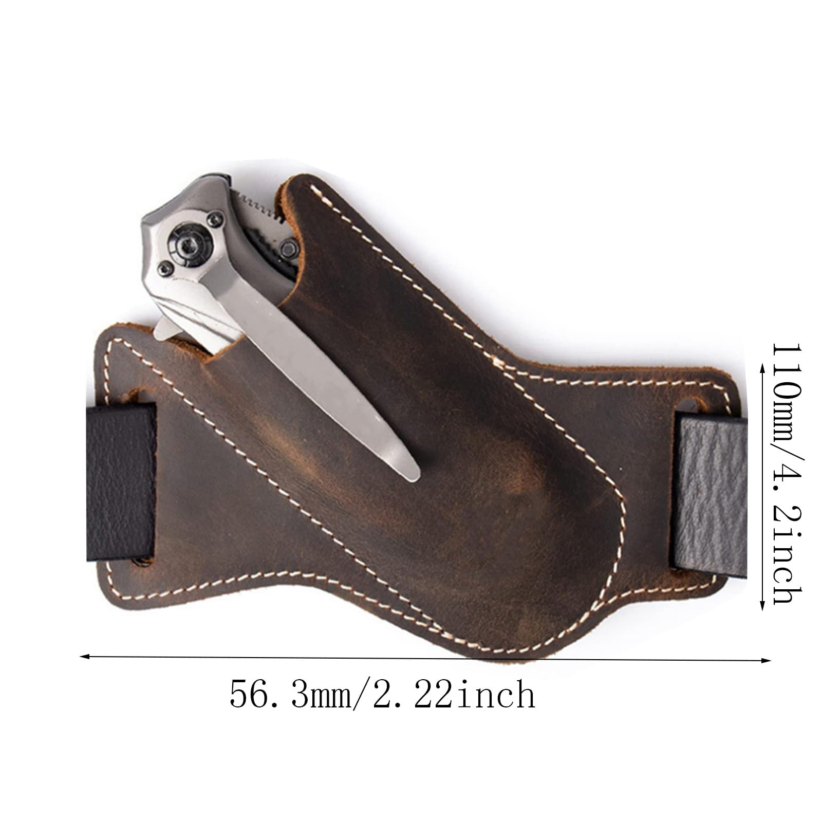 Handmade Leather Pocket Knife Sheath for Belt,Pocket Knife Holder Leather Sheath Length 4.2 Inch for Folding Knife Tool