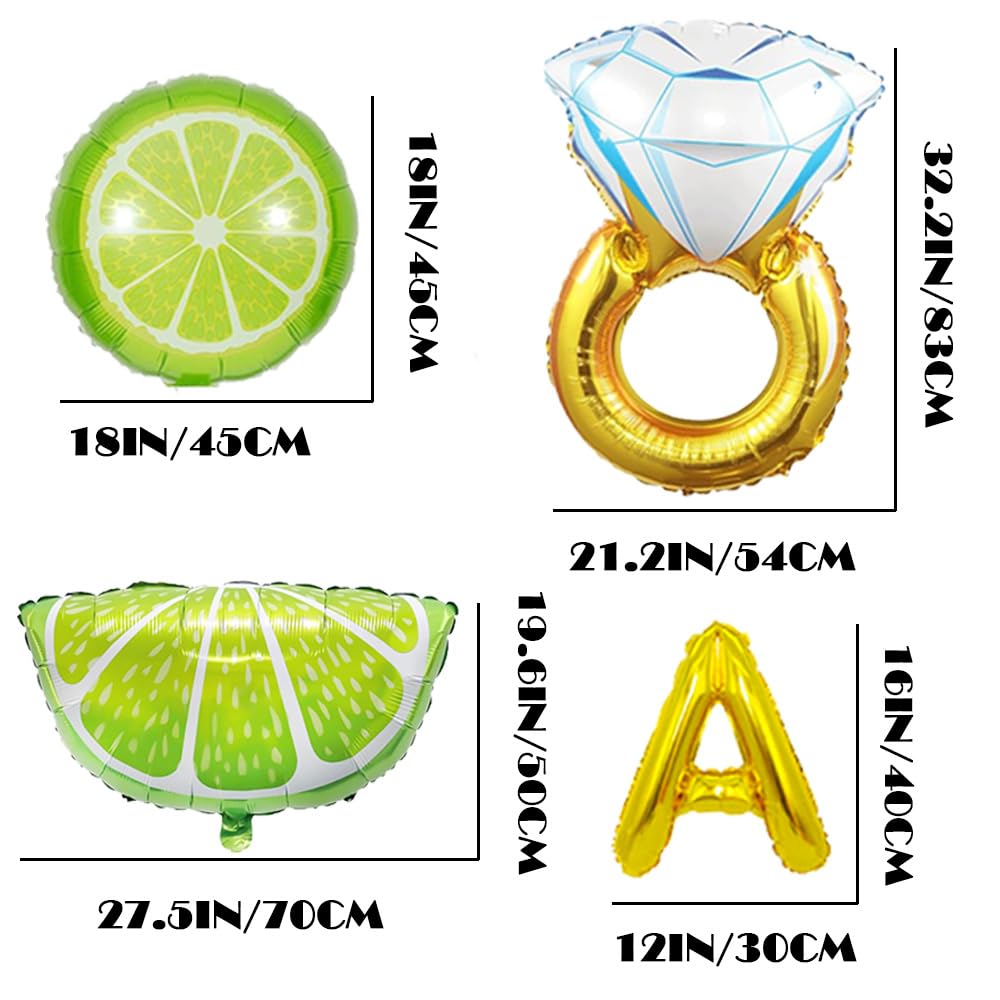 Margs and Matrimony Bachelorette Party Decorations,20pcs Marg Margarita Banner Lime and Diamond Ring Balloons, Mexican Fiesta Cinco De Mayo Backdrop,Taco Bar Decor for Carnival Bridal Shower Supplies