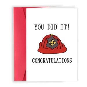 londue firefighter graduation congratulations card, you did it congratulations, unique college congrats graduation card for fire academy classmate student