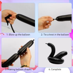 Black Balloons 260 Balloons Long Balloons Twisting Balloons Animal Balloons Party Graduation Balloons Long Balloons for Tying Balloon Arch Balloons for Balloon Arch Balloons for Arch Decoration 100pcs