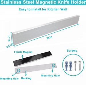 Magnetic Knife Holder for Wall 24 Inch Knife Magnetic Strip Refrigerator Knife Magnet Bar Wall Mount Knife Rack for RV Kitchen Utensil Holder Metal Tool Holder Knife Block for Kitchen Organization