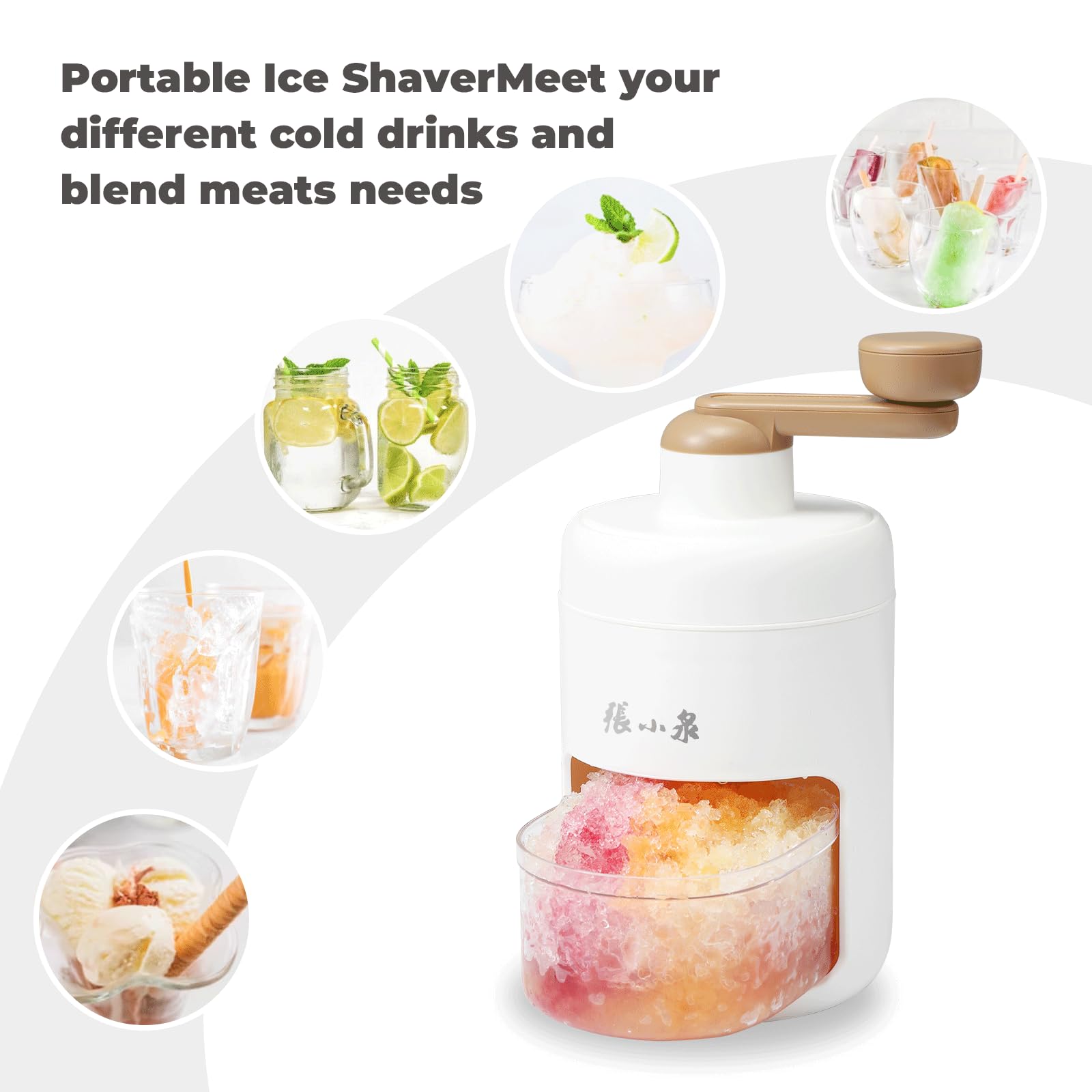 ZHANG XIAO QUAN SINCE 1628 Hand-cranked Shaver Ice and Snow Cone Machine, Manual Shaved Ice Machine Household Protable Small Slushie Machine - BPA Free