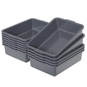 vababa 12-pack plastic commercial bus box, 13 l kitchen bus tub, gray