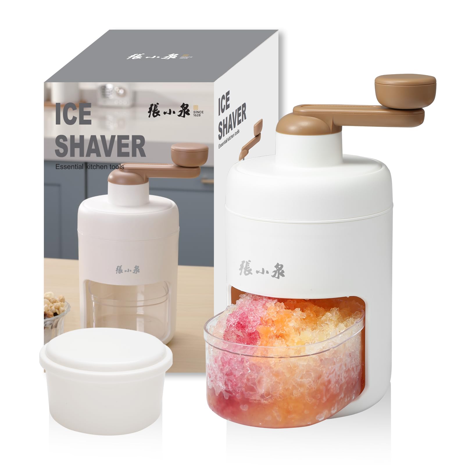 ZHANG XIAO QUAN SINCE 1628 Hand-cranked Shaver Ice and Snow Cone Machine, Manual Shaved Ice Machine Household Protable Small Slushie Machine - BPA Free