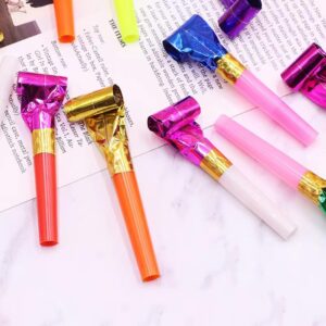 100 Pcs Party Blower, Colorful Birthday Noisemakers Funny Birthday Blow Horns Squawkers Party Whistles New Years Party Favors for Kids Adults