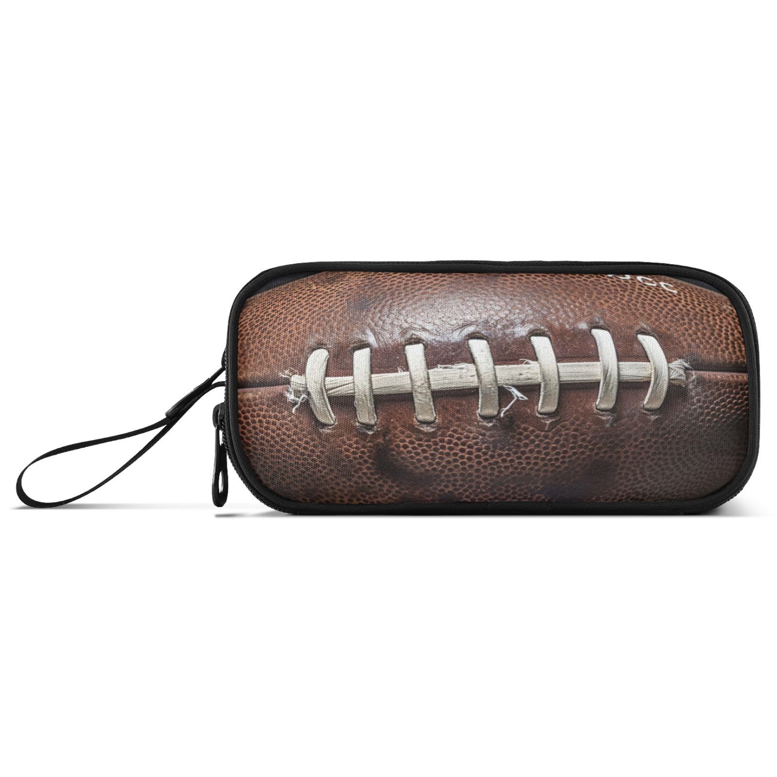 Lotupokon America Football Ball Texture Pencil Case Zipper Pen Bag Pencil Box Large Capacity Pencil Pouch Purse Organizer Pouches for Boys Girls Kids Students College School Office Supplies Gifts