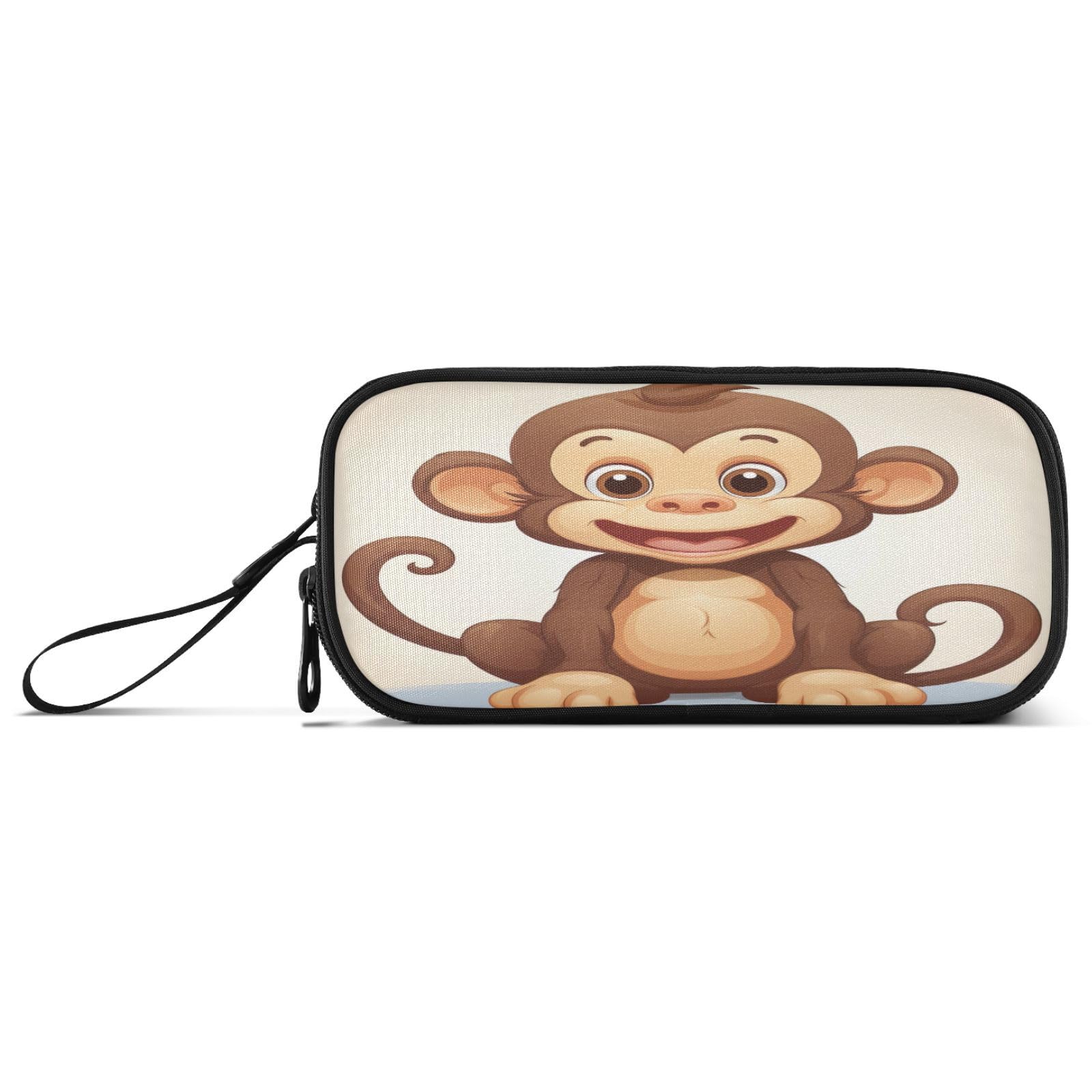 Lotupokon Cute Monkey Pencil Case Zipper Pen Bag Large Capacity Pencil Pouch Pencil Box Purse Organizer Pouches for Kids Students Boys Girls College School Office Supplies Gifts