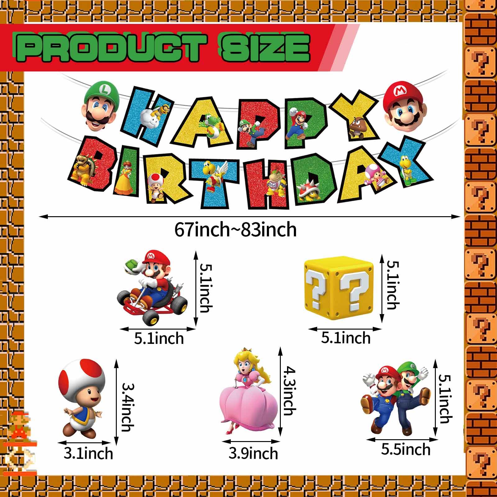 Cartoon Happy Birthday Banner for Cartoon Birthday Decorations Party Supplies Banner for Kids Cartoon Party Supplies