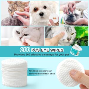 Dog Eye Wipes, 200Pcs Eye Wipes for Dogs & Cats Remove Tear Stain, Eye Debris, Mucus Secretions Discharge, Pet Gentle Care Supplies Disposable Cleaning Wipe for Eye