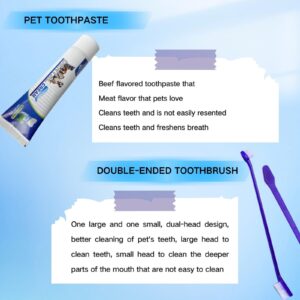 Pet Dog Dental Care Fresh Breath Kit with Dog Toothpaste, Dog Toothbrush and Finger Brush, Reduces Plaque & Cleans Tartar, Healthy & Clean Dog Teeth, Pet Toothpaste, Beef Flavor