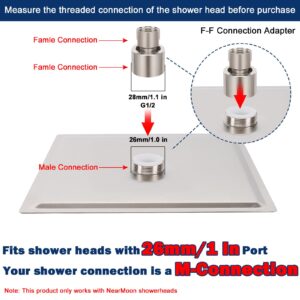 NearMoon Shower Head Swivel Ball Adapter- Solid Brass Shower Connector Adjustable Swivel Ball for 8 Inch ShowerHead Replacement Ball Joint (Brushed Nickel)