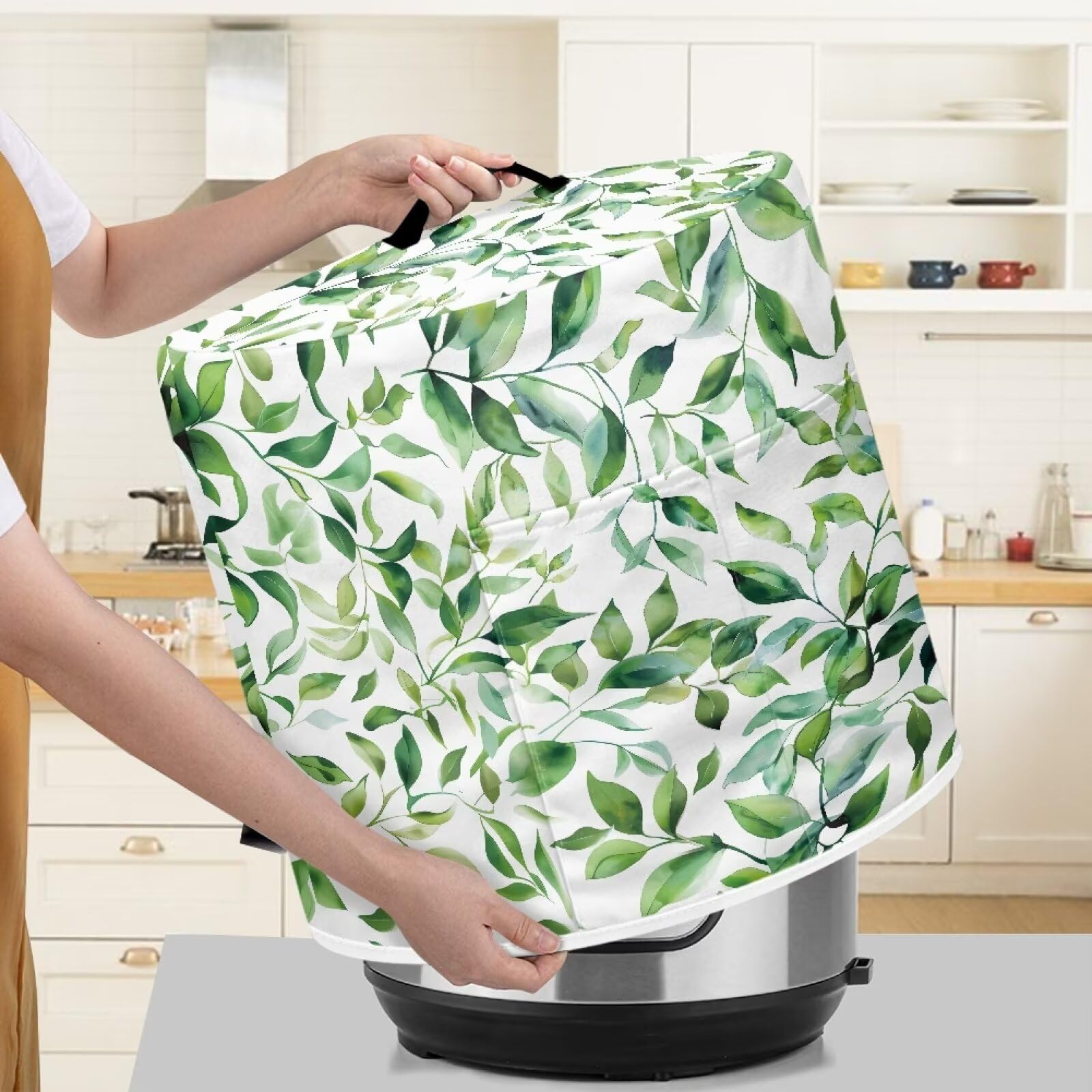 Wiryuouvt Fresh Green Leaves Pot Covers for Instant Pot Accessories 6 Quart Small Appliance Covers Blender Cover Dust Cover for Kitchen Living Room Table Dust Resistant