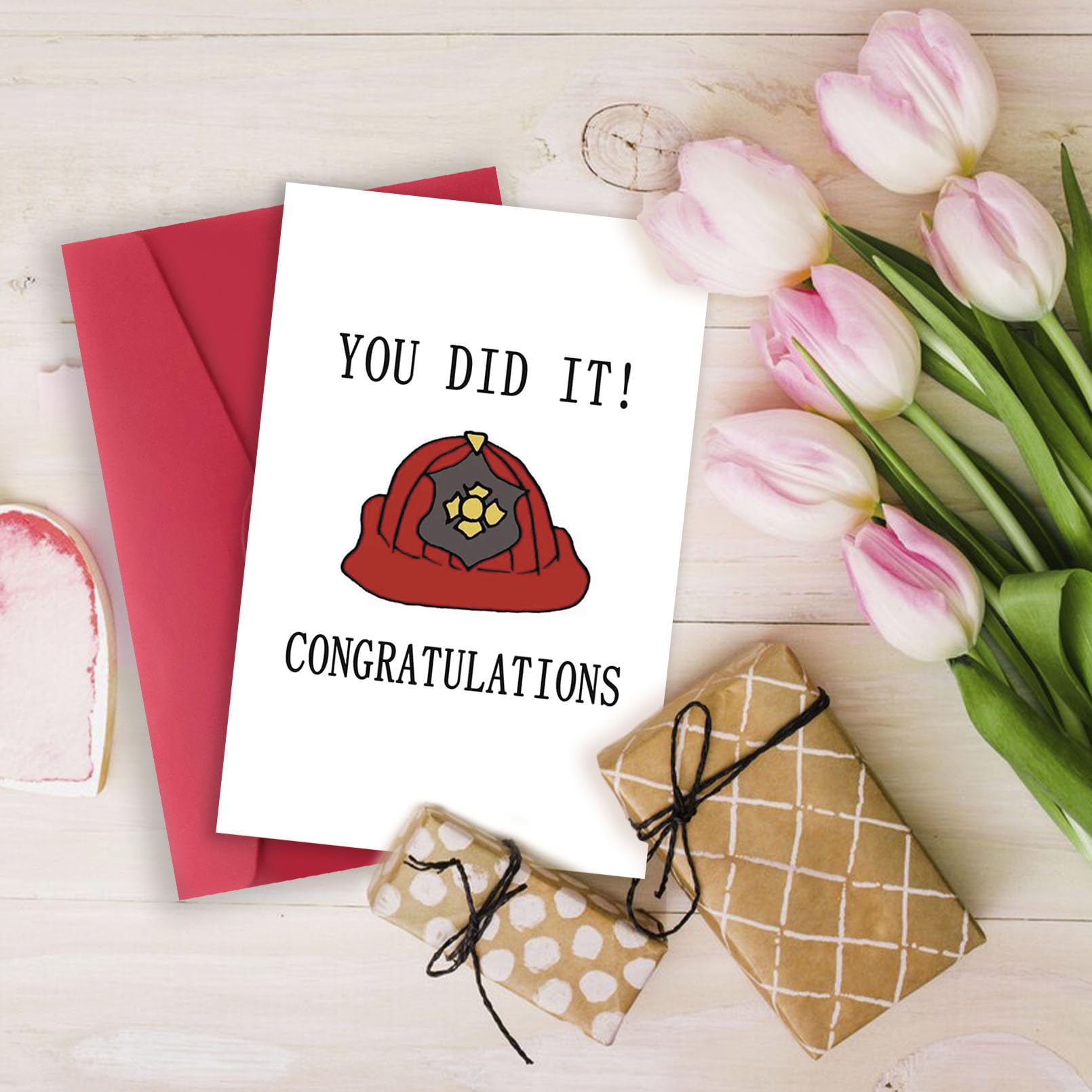 Londue Firefighter Graduation Congratulations Card, You did it congratulations, Unique College Congrats Graduation Card for Fire Academy Classmate Student