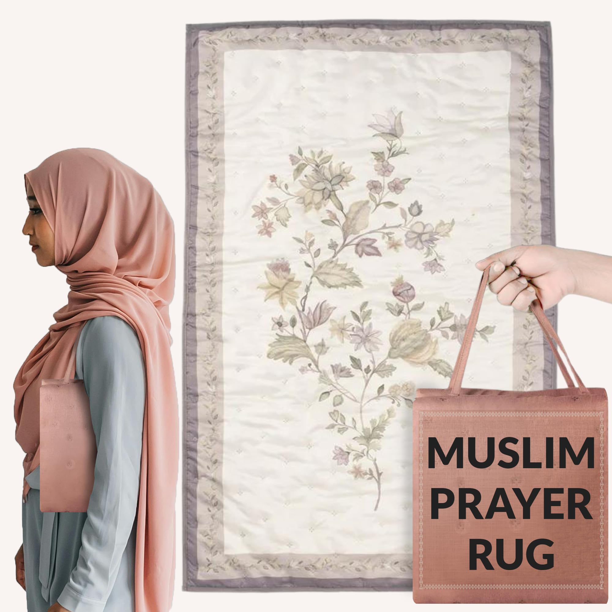 Travel Prayer Mat - Padded & Portable Muslim Prayer Rug - Prayer Mat Thick - Machine Washable & Foldable Prayer Mat - Ideal for Home, Office, & Travel Use - Premium Prayer Rug For Ultimate Comfort