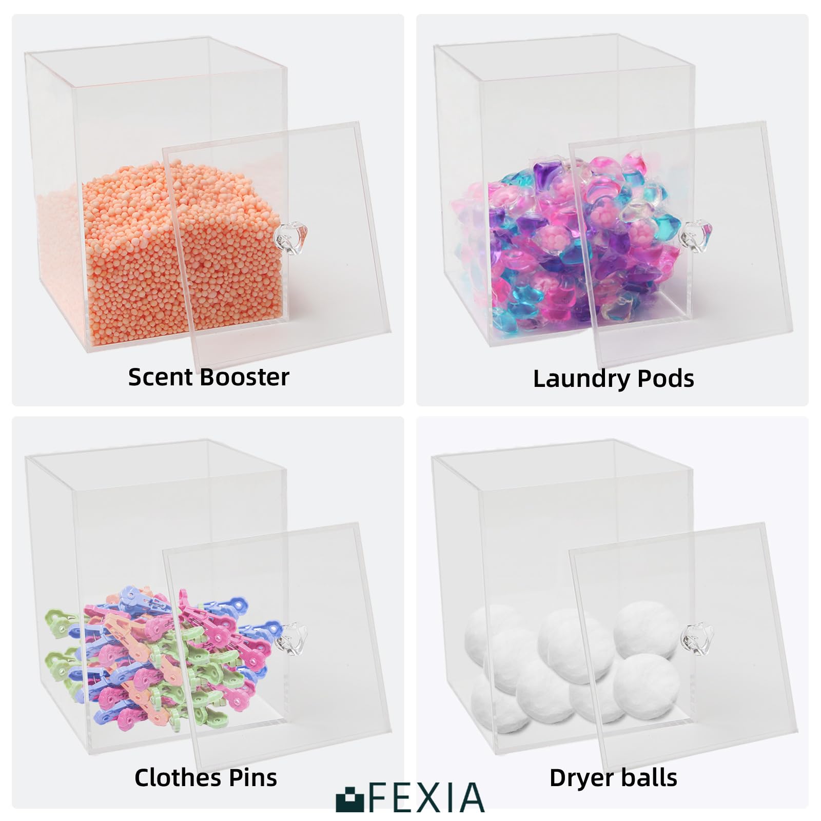 FEXIA 2 Pack Laundry Pods Containers for Laundry Room Organization and Storage Large Acrylic Containers with Lids and Labels for Laundry Detergent Laundry Pods