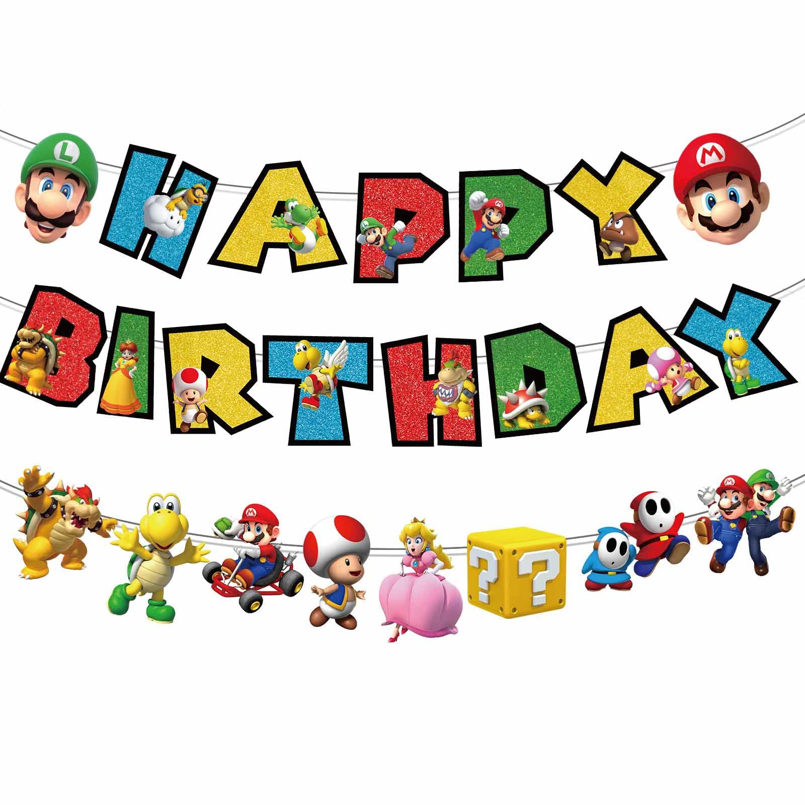 Cartoon Happy Birthday Banner for Cartoon Birthday Decorations Party Supplies Banner for Kids Cartoon Party Supplies