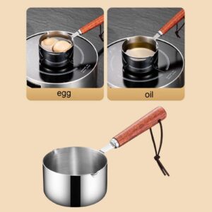 Stainless Steel Sauce pan, Mini Milk Warmer Pot Soup Pan with Wooden Handle Small Saucepan for Butter Warmer Heating Milk Cooking Sauce (125ml)