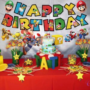 Cartoon Happy Birthday Banner for Cartoon Birthday Decorations Party Supplies Banner for Kids Cartoon Party Supplies