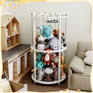 HAIDAIYA Wood Stuffed Animal Zoo Storage Cage, Extra Large Stuffed Animals Storage Bin Display, for Kids Room, Playroom, Plushies, Stuffy, Plush Toy, Stuff Animal Jail Basket, Toys Organizer Holder