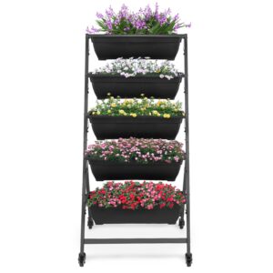 generic 5 tiers vertical garden bed, vertical garden planter indoor and outdoor, vertical elevated garden bed perfect for vegetables flowers herbs