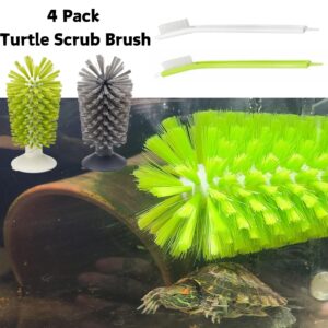 4 Pack Turtle Brush - Turtle Shell Cleaning Brush with Suction Cup for Tank Remove Aquatic Mud Dirt Tortoises Back Scratches Brush Promoting Shell Health for Red Eared Slider Turtle (4 Pack)