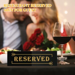 Clonivent 12 PCS Reserved Table Signs, Acrylic Black Reserve Sign for Wedding, Waterproof Double-Sided Reserved Seating Signs for Restaurant Party & Private Events (Black)