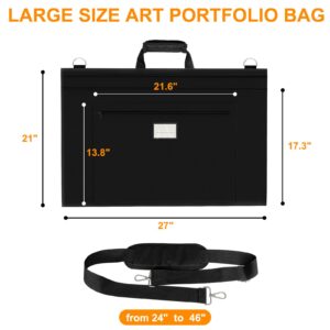 Mordx Art Portfolio Bag,26 * 21 inch Art Portfolio Case Organizer Tote,With Detachable Shoulder Strap,for Artwork Poster Painting and Drawing Art Supply