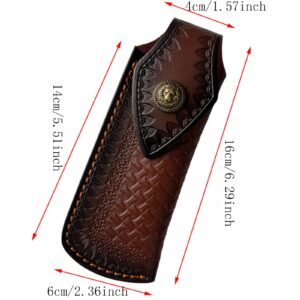 Folding Knife Sheath，2.3/6.3"Leather Pocket Knife Sheaths for Belt, Loop Portable Folding Knife Sheath for Camping Hunting Jungle Exploration