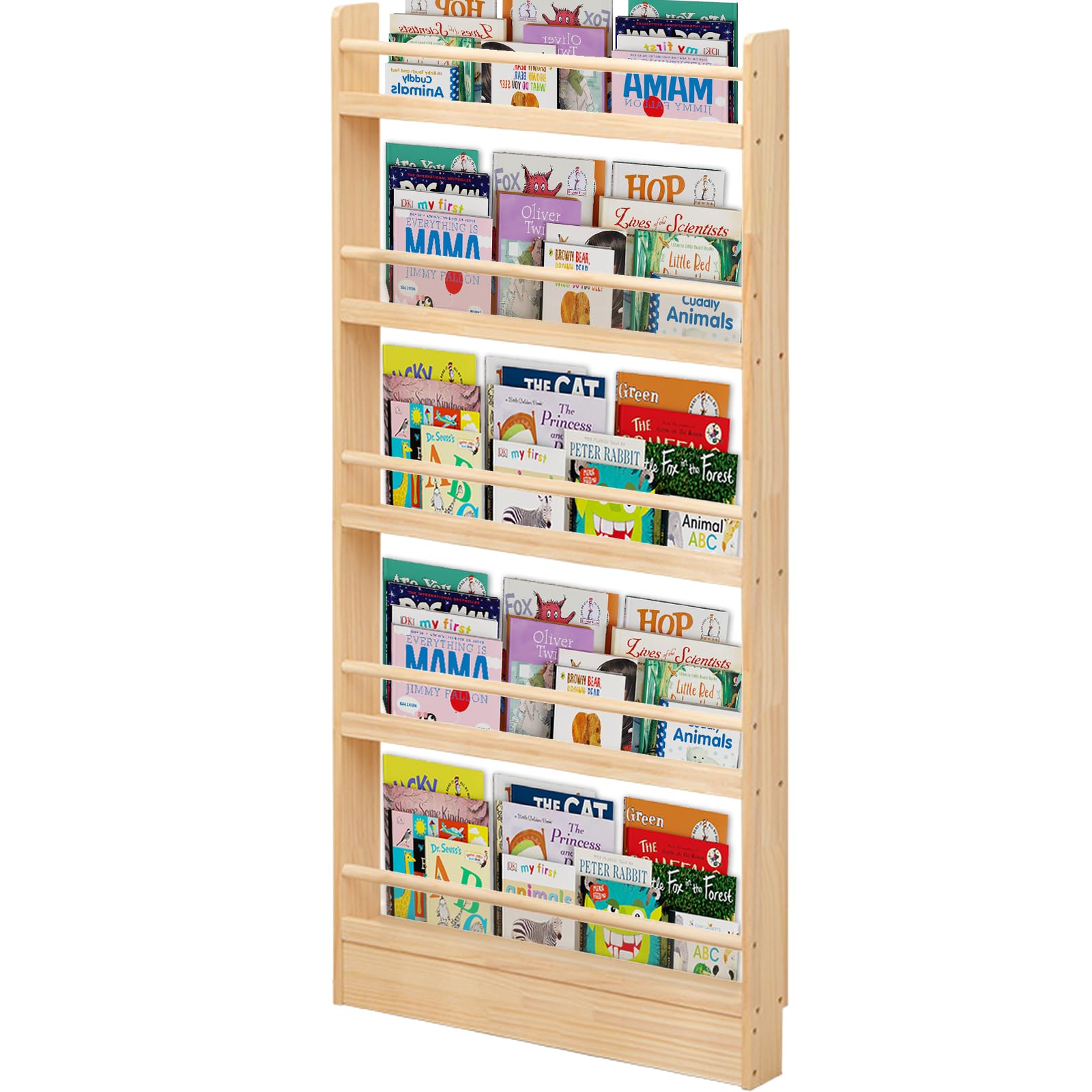 Floor Bookcases Display Racks Tall Thin 10cm Standing 2-8 Tier Bookshelves Wood Frame Behind The Door Open Storage Rack Shelf Book Shelf for Bedroom, Living Room, Home Office