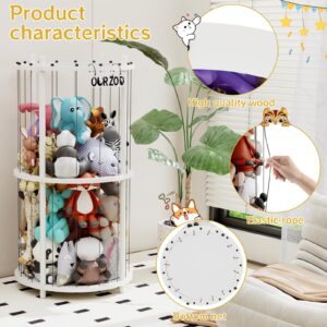 HAIDAIYA Wood Stuffed Animal Zoo Storage Cage, Extra Large Stuffed Animals Storage Bin Display, for Kids Room, Playroom, Plushies, Stuffy, Plush Toy, Stuff Animal Jail Basket, Toys Organizer Holder