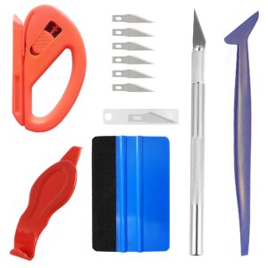 lzlrun 10 pcs automotive vinyl film tool kit, window film installation tools wrap squeegee wallpaper smoothing tool felt squeegee hard scraper vinyl trimming tool for car wrapping installation