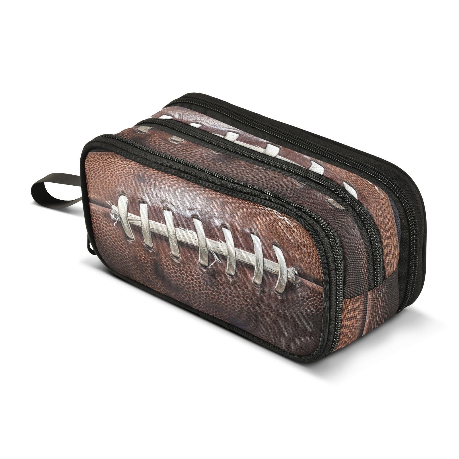 Lotupokon America Football Ball Texture Pencil Case Zipper Pen Bag Pencil Box Large Capacity Pencil Pouch Purse Organizer Pouches for Boys Girls Kids Students College School Office Supplies Gifts