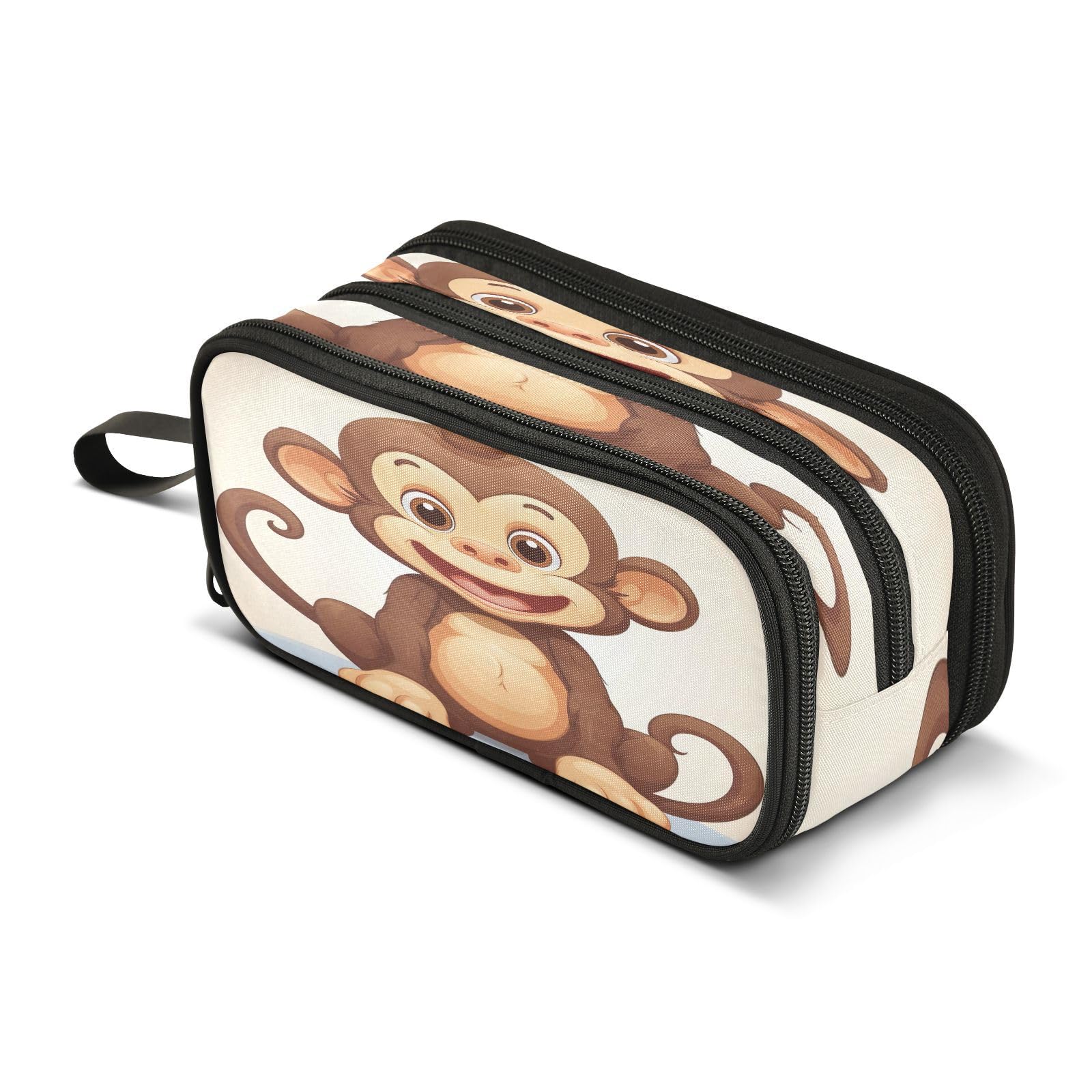 Lotupokon Cute Monkey Pencil Case Zipper Pen Bag Large Capacity Pencil Pouch Pencil Box Purse Organizer Pouches for Kids Students Boys Girls College School Office Supplies Gifts