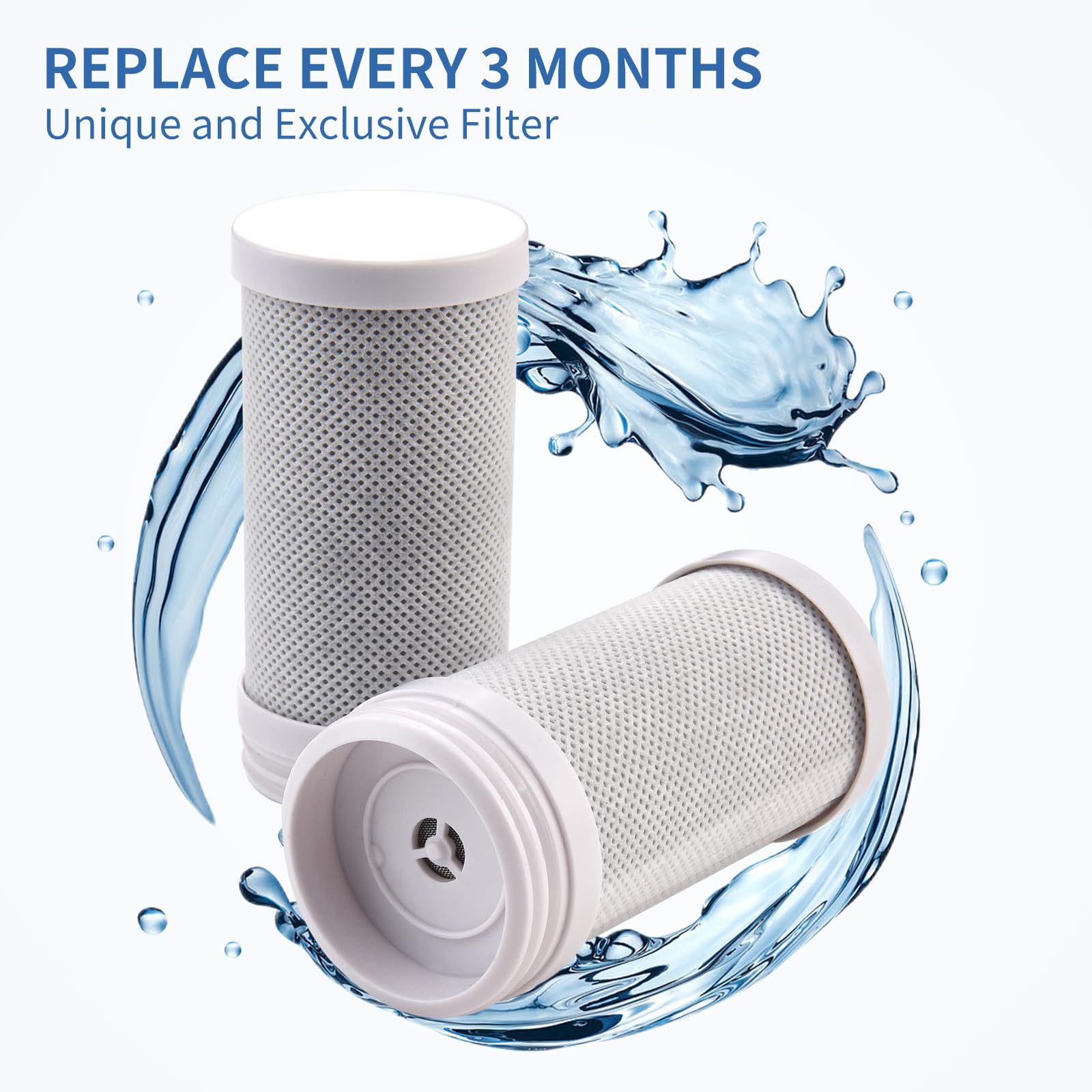 HOMELODY Water Faucet Mount Water Filter Tap Drinking Water Filter Replacement for 264 Gallons, Filters Around 70 Substances (Incl. 2 filters)