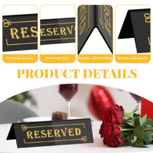 Clonivent 12 PCS Reserved Table Signs, Acrylic Black Reserve Sign for Wedding, Waterproof Double-Sided Reserved Seating Signs for Restaurant Party & Private Events (Black)